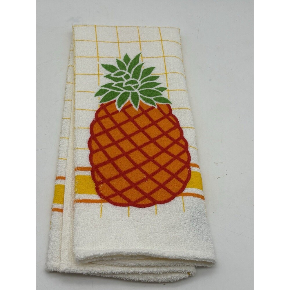 Vintage Dishman Pineapple Kitchen Towel 12x24 Artist Signed Marion Cotton